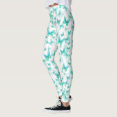 Girly teal butterfly whimsical patterned leggings (Links)