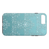 Girly Teal Damast Aqua iPhone 7 hoesje (Achterkant (Horizontaal))