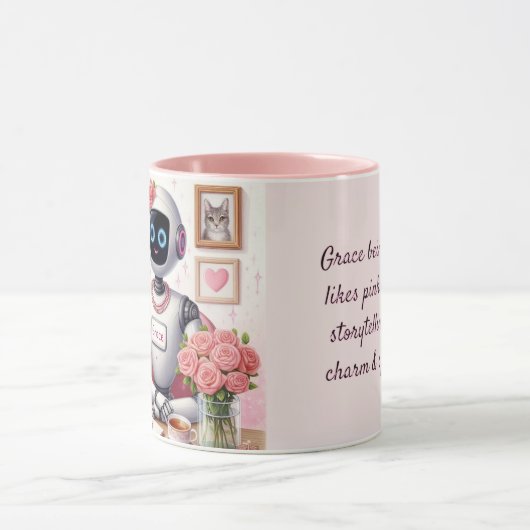 Girly Tech AI Robot Grace Roze Glitters Mok (Midden)