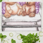 Girly Teddy Bear Talk Paarse grijze lavender Theedoek (Gevouwen)