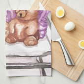 Girly Teddy Bear Talk Paarse grijze lavender Theedoek (Quarter Fold)