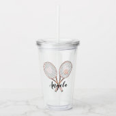 Girly Tennis Lover Personalized Acryl Drinkbeker (Voorkant)