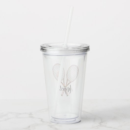 Girly Tennis Lover Personalized Acryl Drinkbeker (Achterkant)
