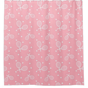Girly Tennis Pink Racquets & Balls Pattern Douchegordijn