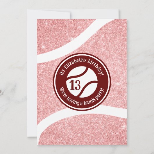 Girly tennis verjaardag of teamfeestuitnodiging kaart (Achterkant)