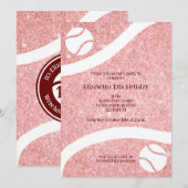 Girly tennis verjaardag of teamfeestuitnodiging kaart (Voorkant / Achterkant)