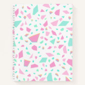 Girly Terrazzo Patroon Roze en Groen Notitieboek (Voorkant)