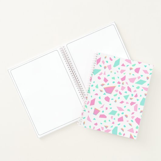 Girly Terrazzo Patroon Roze en Groen Notitieboek (Binnen)