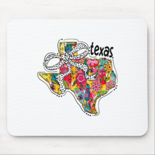 Girly Texas State Kaart Bloemen Coquette Boog 4e v Muismat
