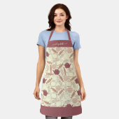 Girly Theepot Tea Cup Snoep Patroon Script Naam Schort (Gedragen)