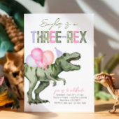 Girly Three-Rex Dinosaurus Verjaardag Uitnodiging