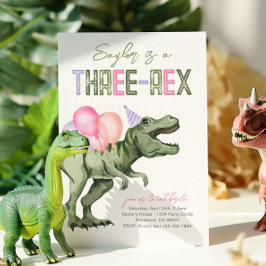 Girly Three-Rex Dinosaurus Verjaardag Uitnodiging