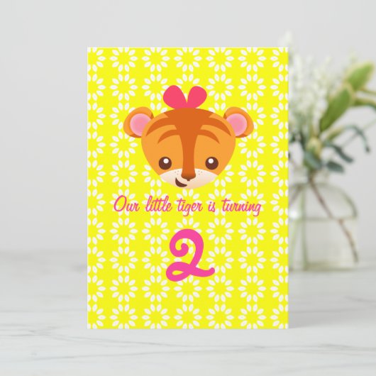Girly Tiger Invitation Kaart (Staand voorkant)