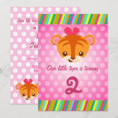 Girly Tiger Invitation Kaart (Voorkant / Achterkant)