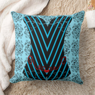 Girly Time Corset Cyaan geometrische vormen Drow P Kussen