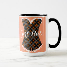 Girly Time Corset Geometric Black 15 oz Ringer Mok