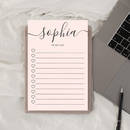 Girly to do list monogram kalligrafie roze post-it® notes