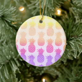 Girly Topical Rainbow Summer Pineapples Patroon Keramisch Ornament