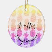 Girly Topical Rainbow Summer Pineapples Patroon Keramisch Ornament (Links)