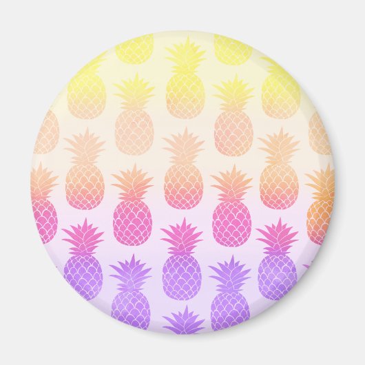Girly Topical Rainbow Summer Pineapples Patroon Magneet (Voorkant)