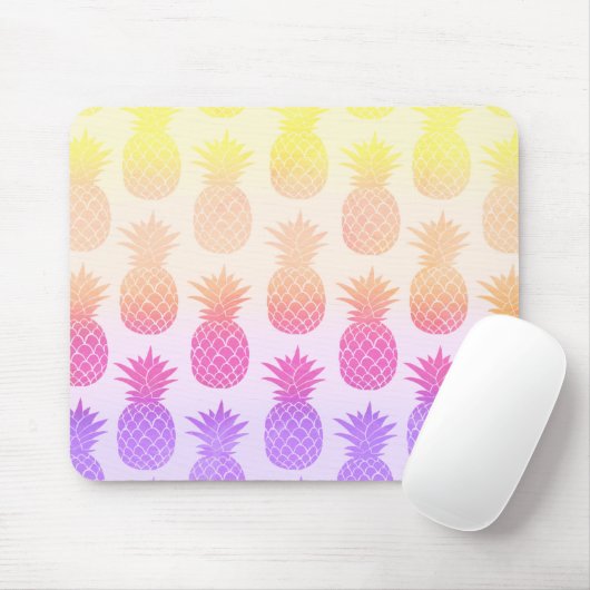 Girly Topical Rainbow Summer Pineapples Patroon Muismat (Met muis)