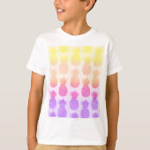 Girly Topical Rainbow Summer Pineapples Patroon T-shirt (Voorkant)