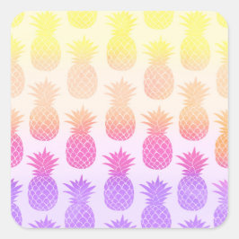 Girly Topical Rainbow Summer Pineapples Patroon Vierkante Sticker