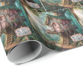 Girly Treehouse Met Een Grappig Teken In Een Bos Cadeaupapier (Rol Hoek)