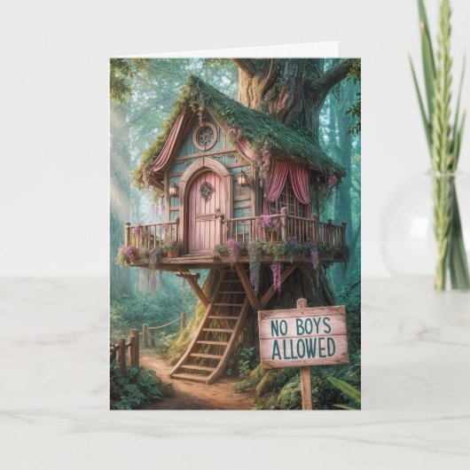 Girly Treehouse voor de verjaardag van kleindochte Kaart (Voorkant)