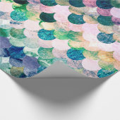 Girly Trend Blue Mermaid Fish Scales Cadeaupapier (Hoek)