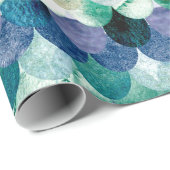 Girly Trend Blue Mermaid Fish Scales Cadeaupapier (Rol Hoek)