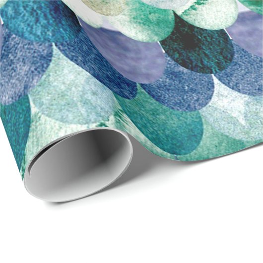 Girly Trend Blue Mermaid Fish Scales Cadeaupapier (Rol Hoek)