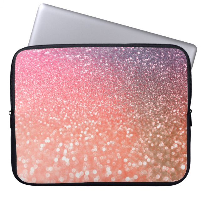 Girly Trend Roos Gold Blush Glitter Laptop Sleeve (Voorkant)