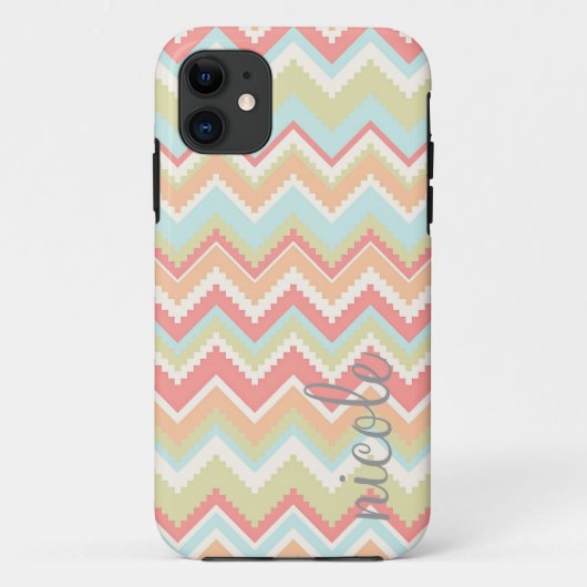 Girly Trendy Aztec Print Personalized Case-Mate iPhone Case (Achterkant)