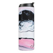 Girly TRENDY BLACK WHITE PINK MARBLE ADD JOUW NAAM Thermosbeker (Gedraaid links)