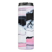 Girly TRENDY BLACK WHITE PINK MARBLE ADD JOUW NAAM Thermosbeker (Achterkant)