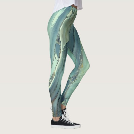 Girly Trendy Blue Marble Texture Leggings (Rechts)