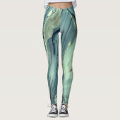 Girly Trendy Blue Marble Texture Leggings (Voorkant)
