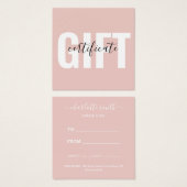 Girly Trendy Blush Pink Business Gift Certificate Vierkante Visitekaartjes (Voorkant /achterkant)