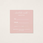 Girly Trendy Blush Pink Business Gift Certificate Vierkante Visitekaartjes (Achterkant)