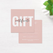 Girly Trendy Blush Pink Business Gift Certificate Vierkante Visitekaartjes (Bureau)
