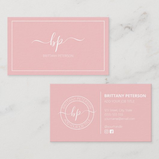 Girly Trendy Blush Pink Professional Visitekaartje (Voorkant / Achterkant)