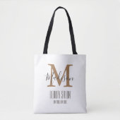 Girly Trendy Bruin Goud Beauty SPA Salon Monogram Tote Bag (Voorkant)