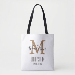 Girly Trendy Bruin Goud Beauty SPA Salon Monogram Tote Bag