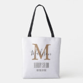 Girly Trendy Bruin Goud Beauty SPA Salon Monogram Tote Bag (Achterkant)