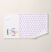 Girly trendy Cute Magical Unicorn met naam Bad Handdoek (Handdoek)