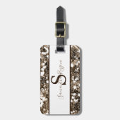 Girly Trendy Elegant Gouden Sparkling Monogram Bagagelabel (Voorkant verticaal)