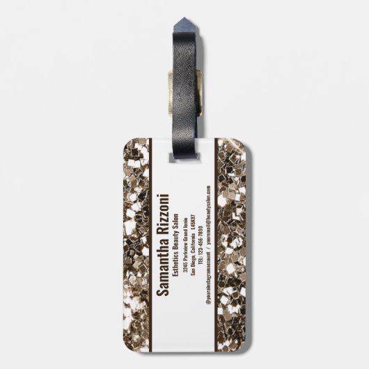 Girly Trendy Elegant Gouden Sparkling Monogram Bagagelabel (Achterkant verticaal)