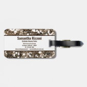 Girly Trendy Elegant Gouden Sparkling Monogram Bagagelabel (Achterkant horizontaal)