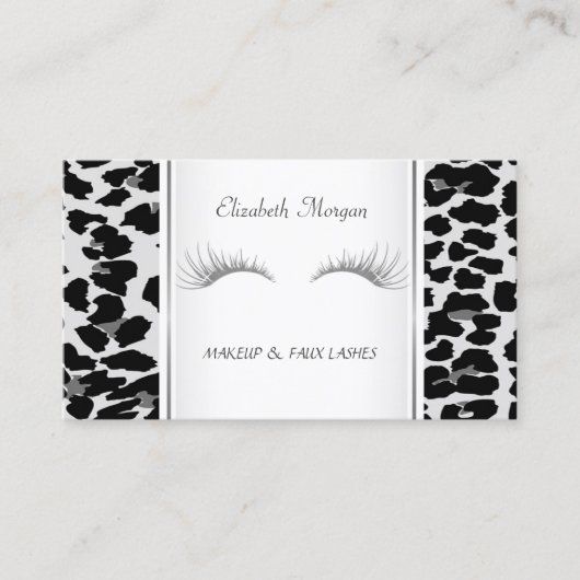 Girly Trendy Elegant, Leopard Print, Lashes Visitekaartje (Voorkant)